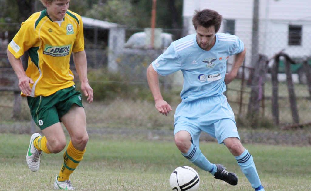 Chris Yelland scored two goals at the weekend in a muddy and rain-drenched match between the Eagles and Bluebirds in Rockhampton. Chris Yelland scored two goals at the weekend in a muddy and rain-drenched match between the Eagles and Bluebirds in Rockhampton.